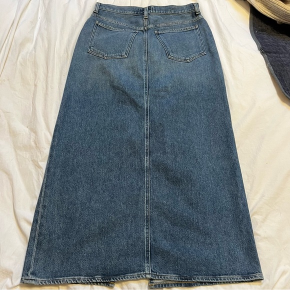 NWOT Agolde Leif Denim Skirt Medium Wash Denim Maxi Skirt High Slit - Picture 10 of 10
